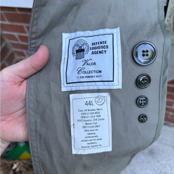 USMC All Weather Marine Trench Coat Defense Logistic Agency Valor Collection 44L - Picture 3 of 4